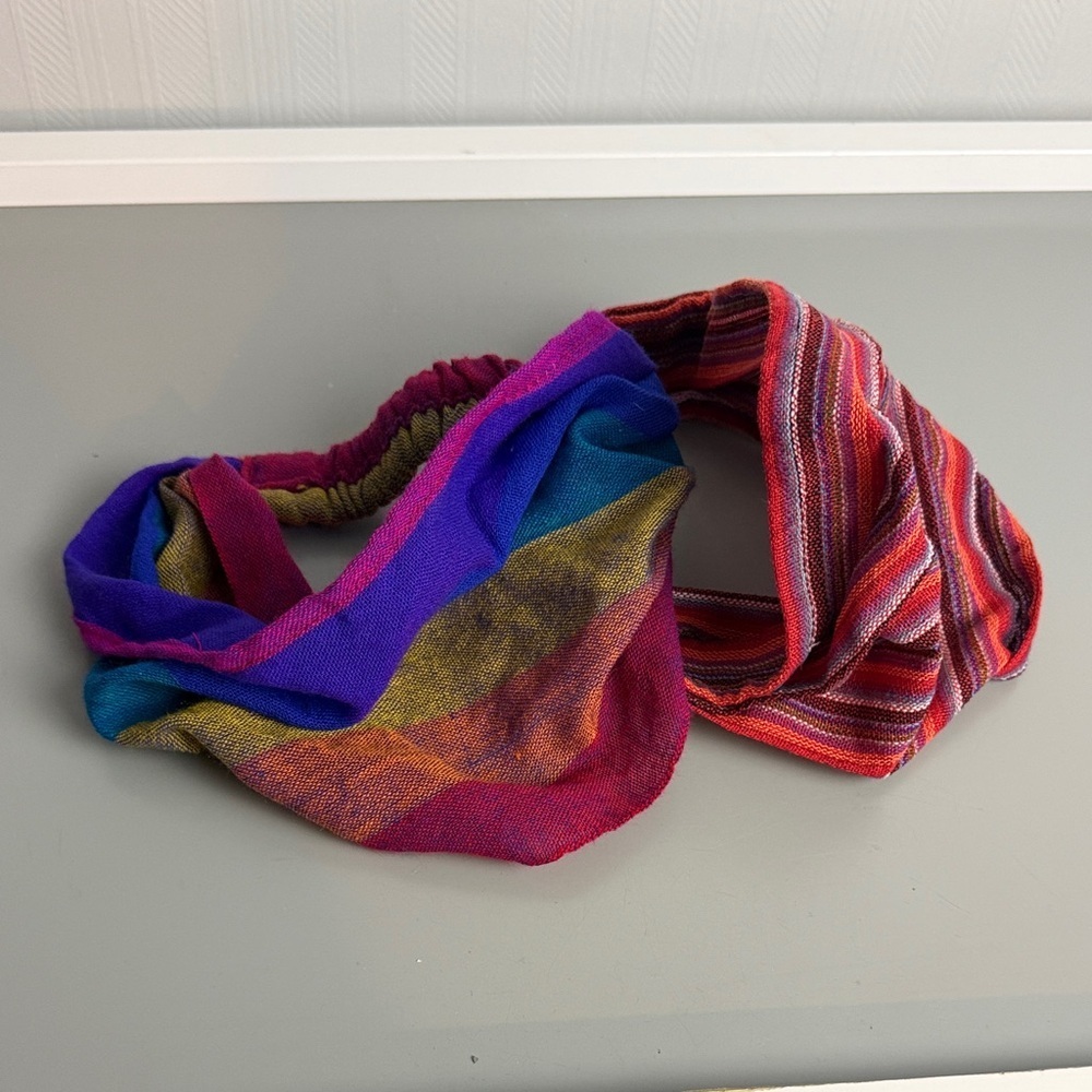 Colorful Striped Women's Headband Set of 2